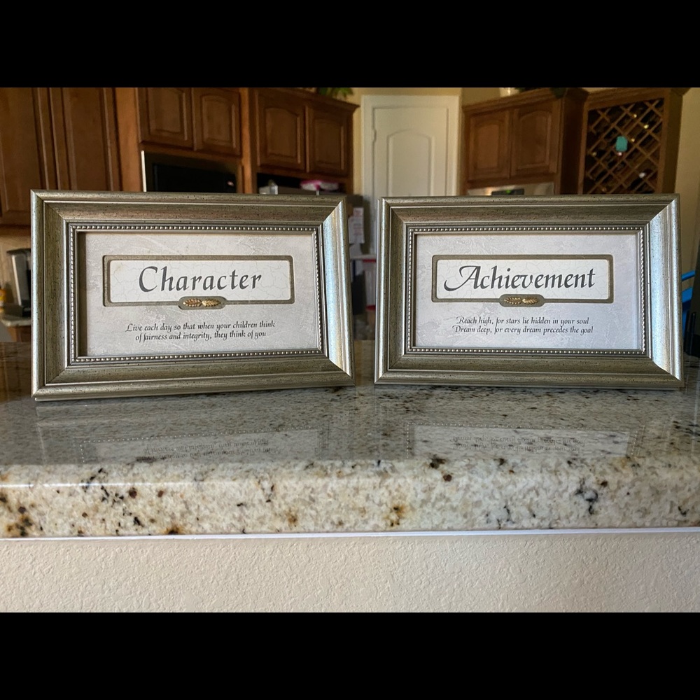 2 photo frames with touching words
